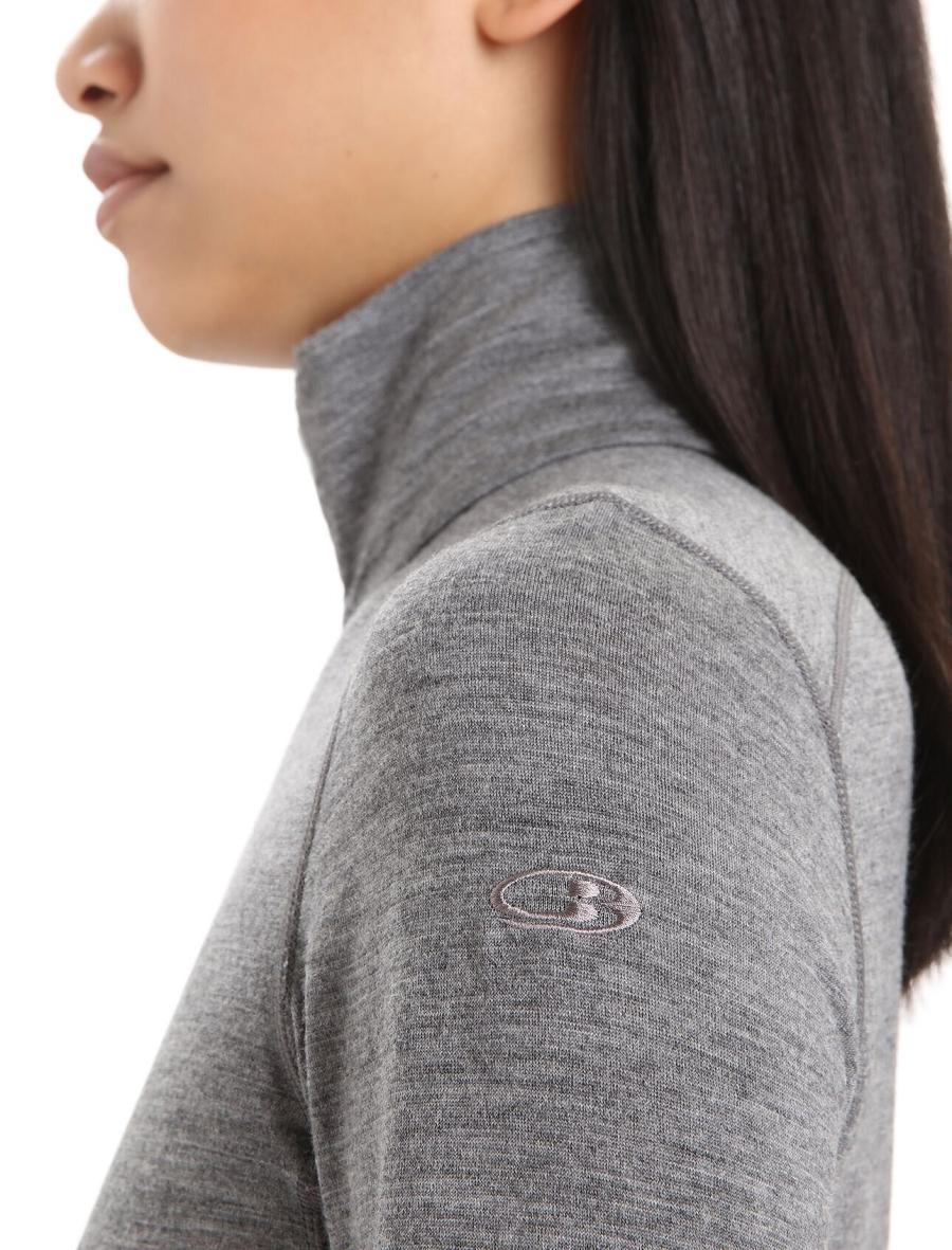 Base Layers Icebreaker Merino 200 Oasis Long Sleeve Half Zip Thermal Top Femme Grise | FR 1903WNBY